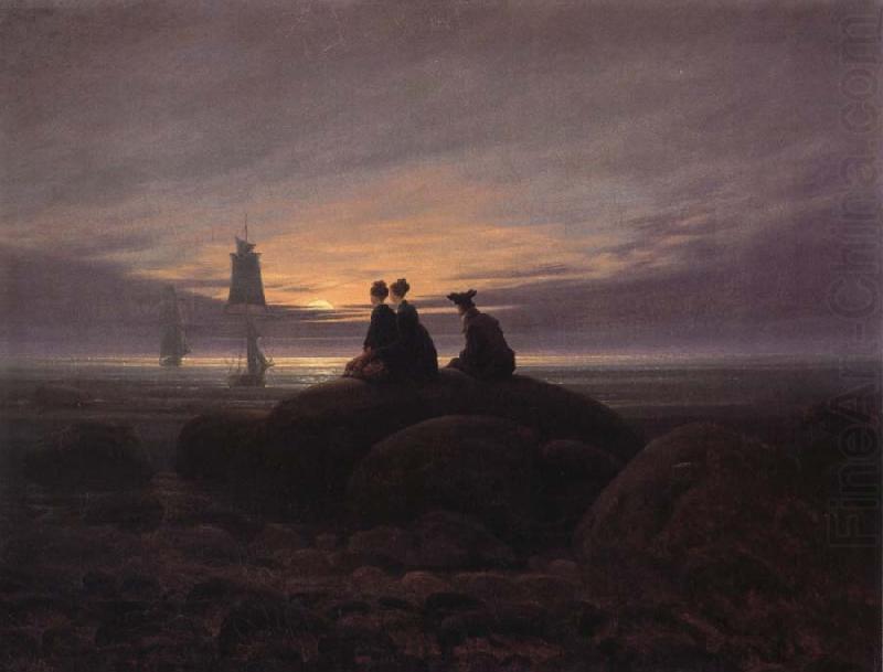 Caspar David Friedrich Moonsise over the Sea oil painting picture
